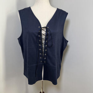 Scarlet Darkness Vest Navy Blue Lace Up Goth Pirate Renaissance Vampire Velvet